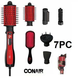7pc CONAIR THE KNOT DR. detangling SMOOTHING DRYER BRUSH - RED (MODELBC125CTXC)